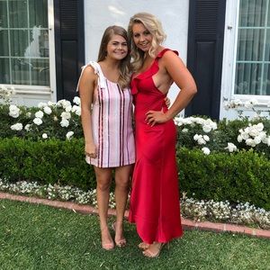 Urban Outfitters Satin Red Lace Up Dress